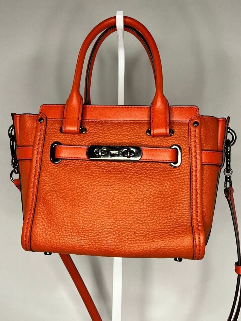 Coach Swagger 21 Carryall 37444 Coral Pebble Leather Satchel Crossbody Bag